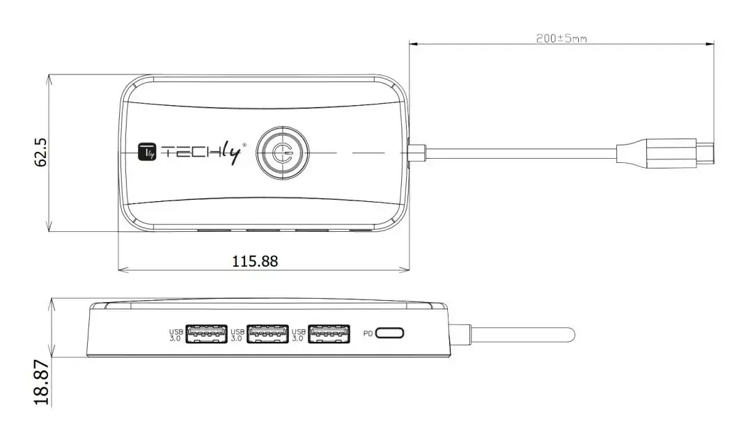TECHLY USB-C хаб IDATA USBC-HUB5WL (5 портов) Photo 3