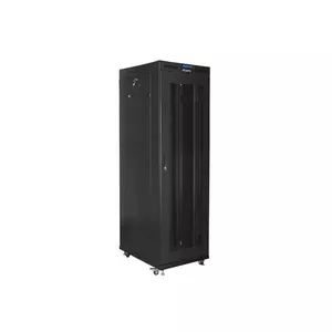 Напольный 19" шкаф-стойка 42U LANBERG FF01-8842-23BL, черная, перфорированная передняя дверь
