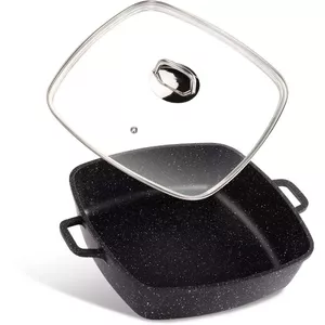 Baking pan LAMART LT1288, non-stick aluminium, thick bottom, glass lid with steam outlet, PFOA-free