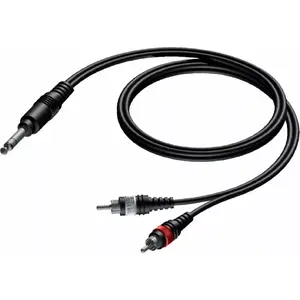 Audio cable Procab CAB719/3 — 3 m stereo 6.3 mm male to 2× RCA male