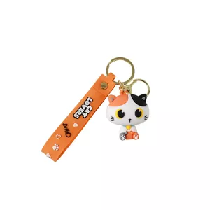 Keychain I-Total ORANGE CAT 650-03834 — metal ring, decorative orange cat design