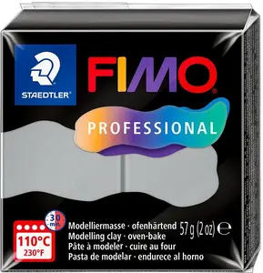 Modeļmāls FIMO 57 g Dolphin Grey 8040-80 no FIMO — 57 g ciets modelēšanas māls, neitrāla pelēka krāsa
