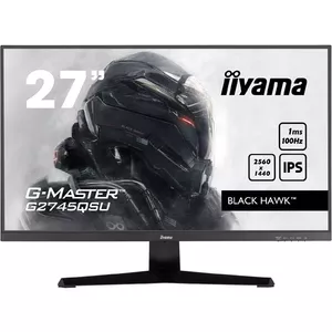 27" IIYAMA G-MASTER G2745QSU-B2 monitors, 2560×1440 WQHD, IPS, 100 Hz, 1 ms, HDMI/DP, USB 3.2 hubs, skaļruņi, VESA
