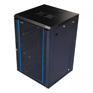 19" sienas skapītis TOTEN ZS66186001 18U 600x600 ar stikla priekšējas durvis