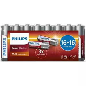 Single-use AA Alkaline Battery Philips Power LR6P32FV/10, cylindrical, AA size