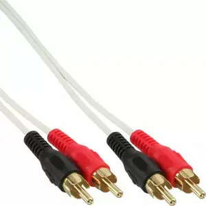 Intos InLine audio kabelis 2x RCA vīrietis–vīrietis, zelta pārklājuma kontakti, 3 m, balts