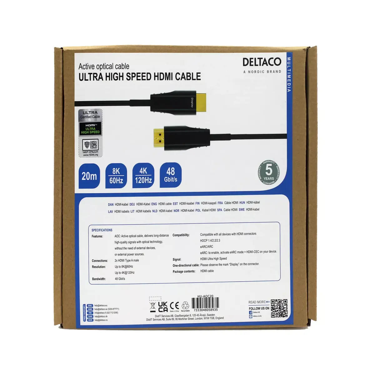 HDMI Cable Deltaco HU-AOC20 Photo 6