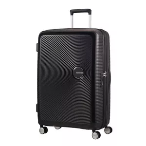 Чемодан-тележка с жестким корпусом American Tourister Sounbox Spinner Expandable 77 см, 97–110 л, полипропилен, 4 колеса, черный