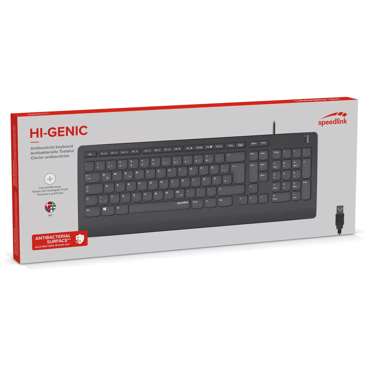 Wired USB Keyboard Speedlink Hi-Genic Nordic SL-640009-BK-NC Photo 5