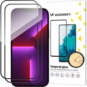 Закалённое стекло на полный экран Wozinsky Full Glue с рамкой для iPhone 15 — 2 шт., чёрный