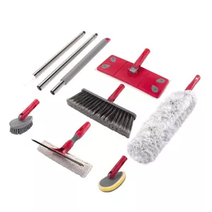 Cleaning set LAMART LT8070 — 7 pcs: broom, mop, squeegee, sponges, brush, duster, 3-piece stainless steel rod
