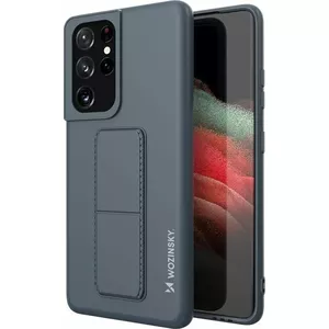 Wozinsky Wozinsky Kickstand Case elastīgs silikona vāciņš ar statīvu Samsung Galaxy S21 Ultra 5G tumši zils