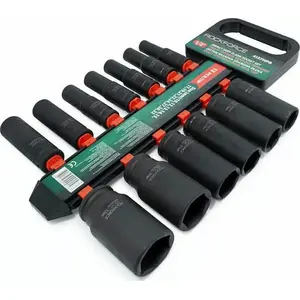 Socket Set Rockforce long impact sockets 1/2" drive 13 pcs 10–32 mm with hanger