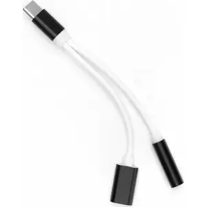 Adapteris USB-C uz 3,5 mm jack + USB-C, No name modelis 3925, melns