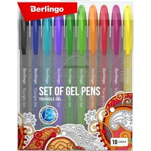 Gel pen set Berlingo Triangle Gel, 10 pcs, multicolor, 0.5 mm tip