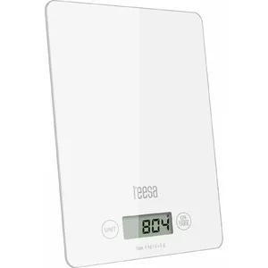 Kitchen Scale TEESA TSA0804-W glass white — compact digital weighing for food