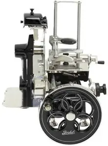 Manual flywheel meat slicer Berkel Volano B2 black fiorato, hand-operated flywheel, compact design
