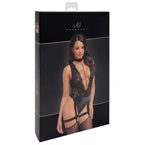 Body (suspender) Noir Libido model 26448941021 — black lace top, matte-look briefs, adjustable straps, crotch zip