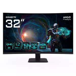 Monitor GIGABYTE GS32QCA 31.5" QHD Curved VA LED 2560x1440 180Hz 1 ms FreeSync 1500R HDMI/DP