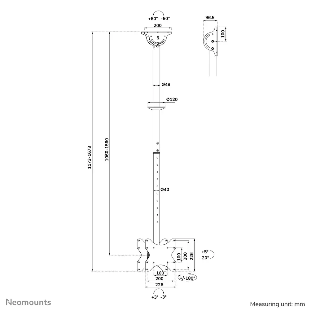 Neomounts TV ceiling mount CL35-340BL22 Photo 18