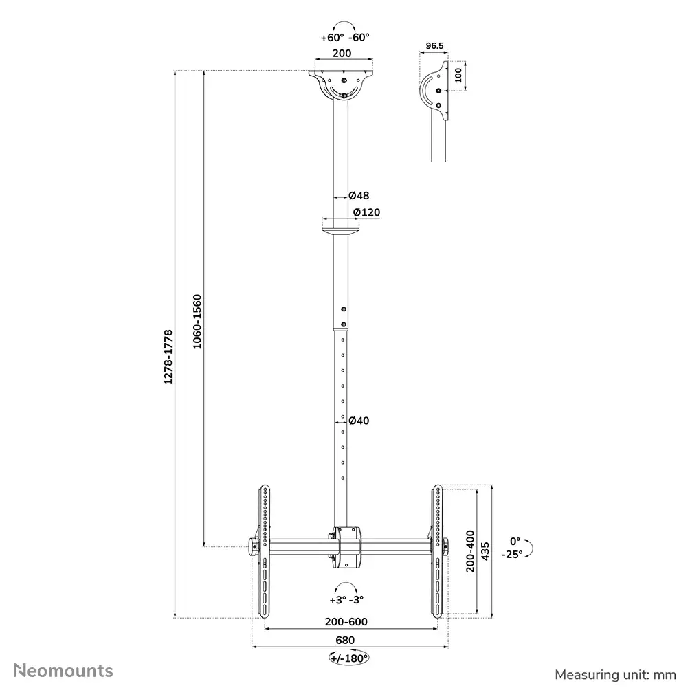 Потолочный крепеж Neomounts CL35-440BL16L Photo 18