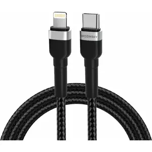 USB-C uz Lightning kabelis Wozinsky 2 m, melns, uzlāde un datu pārsūtīšana