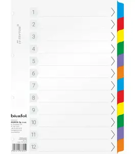 Cardboard dividers Biurfol A4 12 sheets — Biurfol TRY-02-06