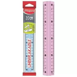 Ruler Maped Study 20 cm unbreakable plastic, mixed colors