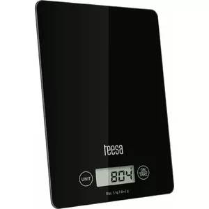Kitchen scale TEESA TSA0804-B glass black — digital kitchen weighing scale