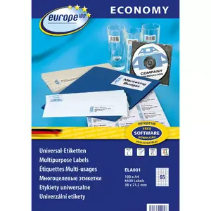 Self-adhesive Printer Labels Avery Zweckform ELA001 — A4, 3.8×2.12 cm, 6500 labels (100 sheets)