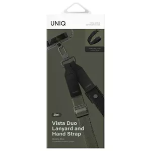 Phone lanyard Uniq Vista 2in1 Forest Black — detachable strap and card holder for smartphones