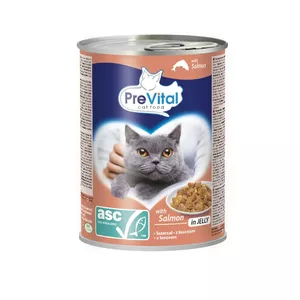 Wet cat food PREVITAL ASC Salmon in Jelly 415 g — adult cats, 82% moisture, 8% protein, 4.5% fat, can