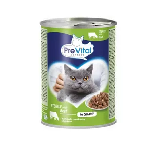 Wet cat food PREVITAL Sterile Beef in Sauce 415 g — adult, spayed/neutered, protein 8%, moisture 82%