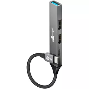 USB Type-C hub GOOBAY 74459 with USB 3.2 Gen 1 (5 Gbit/s), USB 2.0 ports, light grey, 0.1 m cable