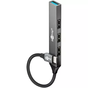 USB‑хаб GOOBAY 74457 — Host USB 3.2 Gen 2 Type‑C, 4 порта (USB 3.2 Gen 1 Type‑A + USB 2.0 Type‑A), светло‑серый
