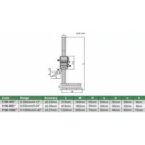Digital Height Gauge INSIZE 1156-300, 0–300 mm measuring range, crank drive