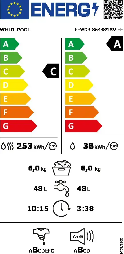 WHIRLPOOL FFWDB 864489 SV EE veļas mazg.‑žāv. 6 kg Photo 11