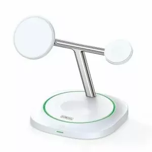Беспроводное зарядное Duzzona W16 15W Magnetic 3-в-1 белое — для телефона, наушников, смарт-часов