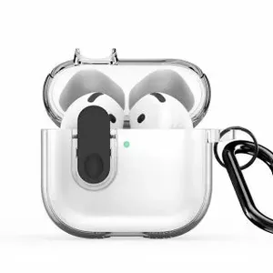 Protective Case for Apple AirPods 4 — dux ducis Cover, PC + TPU, Black Clear, with Hook