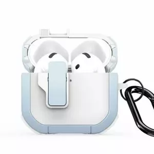 Protective case dux ducis PECP Series for AirPods 4 — PC + TPU construction, hook, white/blue