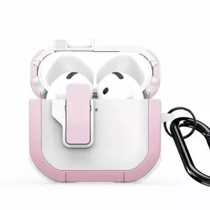 Protective case for AirPods 4 by dux ducis — PC hard shell with TPU bumper, White Pink