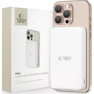 Power bank Tech-Protect PB24 LIFEMAG QI2 MagSafe 10000 mAh, wireless charging, white
