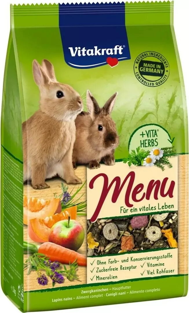Pilnvērtīga granulēta barība trušiem Vitakraft Menu