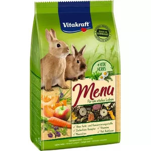 Complete pellet rabbit food Vitakraft Menu Vital 3 kg — adult, cereal flavor, 12.5% crude fibre, digestive support, sack