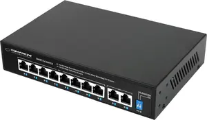 PoE pārslēdzējs ESPERANZA ENS106 — 10 porta 10/100 Mb/s, 8 PoE porti, kopējais PoE budžets 96 W