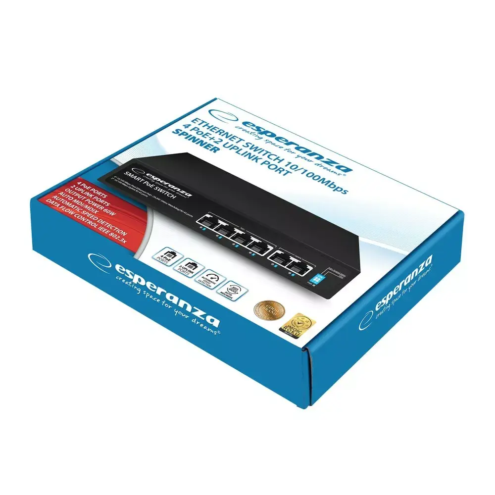 PoE switch ESPERANZA ENS105 — 6x10/100, 4 PoE, 60W Photo 4