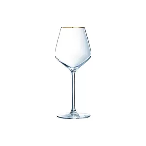 Vīna glāze Cristal d'Arques ULTIME GOLD 38 cl — komplekts 4 gab., bezsvina Cristallin, dekoru var mazgāt trauku mazgājamajā mašīnā