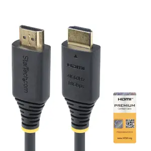 StarTech HDMI Kabelis 1m Premium Sertificēts Ātrgaitas 4K 60Hz HDR10 18Gbps Melns