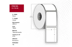 Capture CA-76536 White Polyester Printer Labels Roll 7.6 x 5.1 cm 16674 pcs