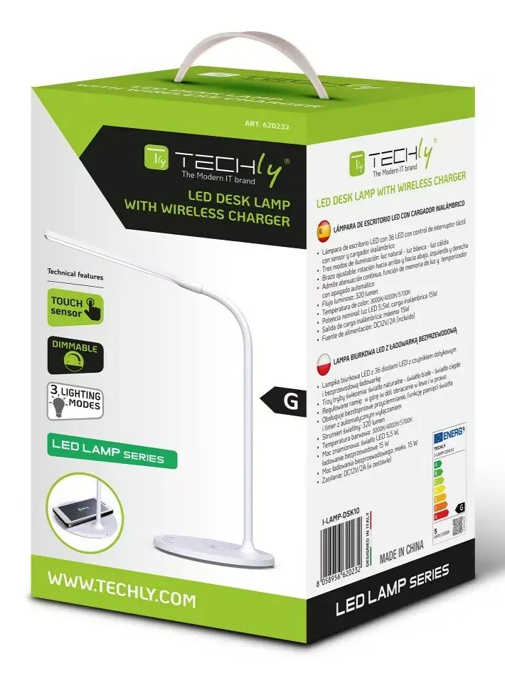 TECHLY 5.5W LED Desk Lamp with 15W Qi Charger Photo 2
